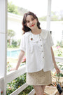 Adorable Peter Pan Collar Button-Down Blouse - Masion Chérie