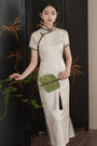 Ivory Woven Jacquard Cheongsam Dress