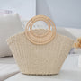 Rattan Handle Straw Tote Bag Vacation Beach Tote Bag - Masion Chérie