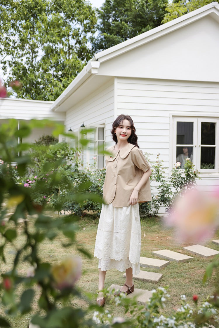 Adorable Peter Pan Collar Button-Down Blouse - Masion Chérie