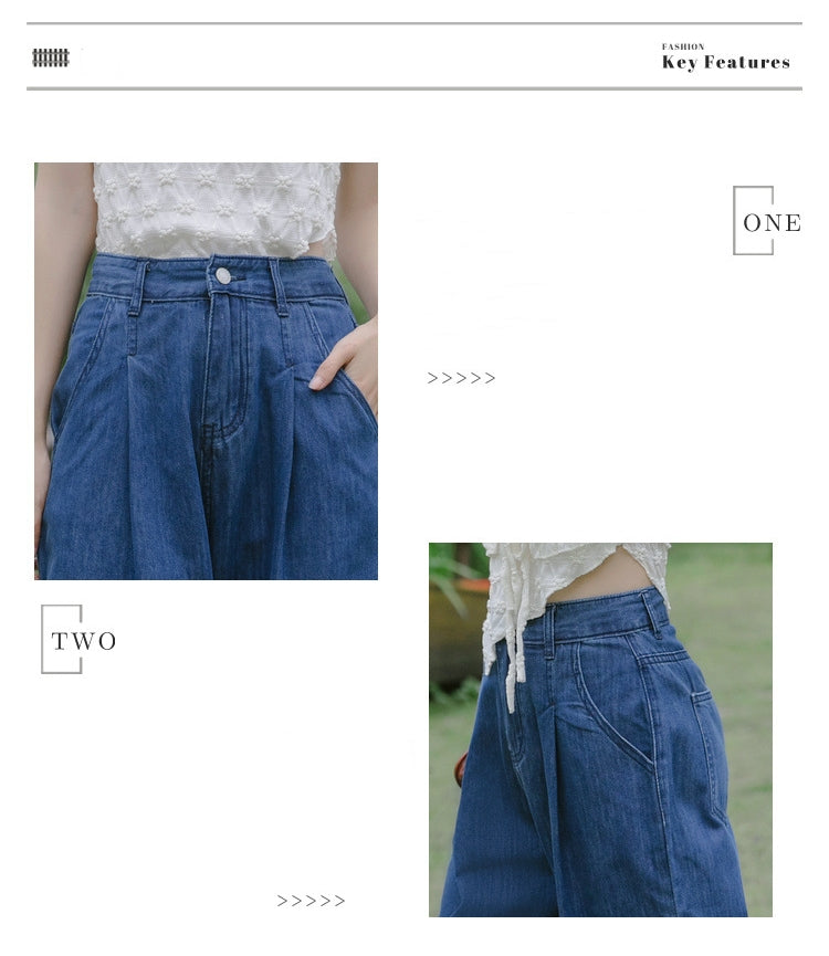 Vintage High-Waisted Loose Denim Pants - Masion Chérie