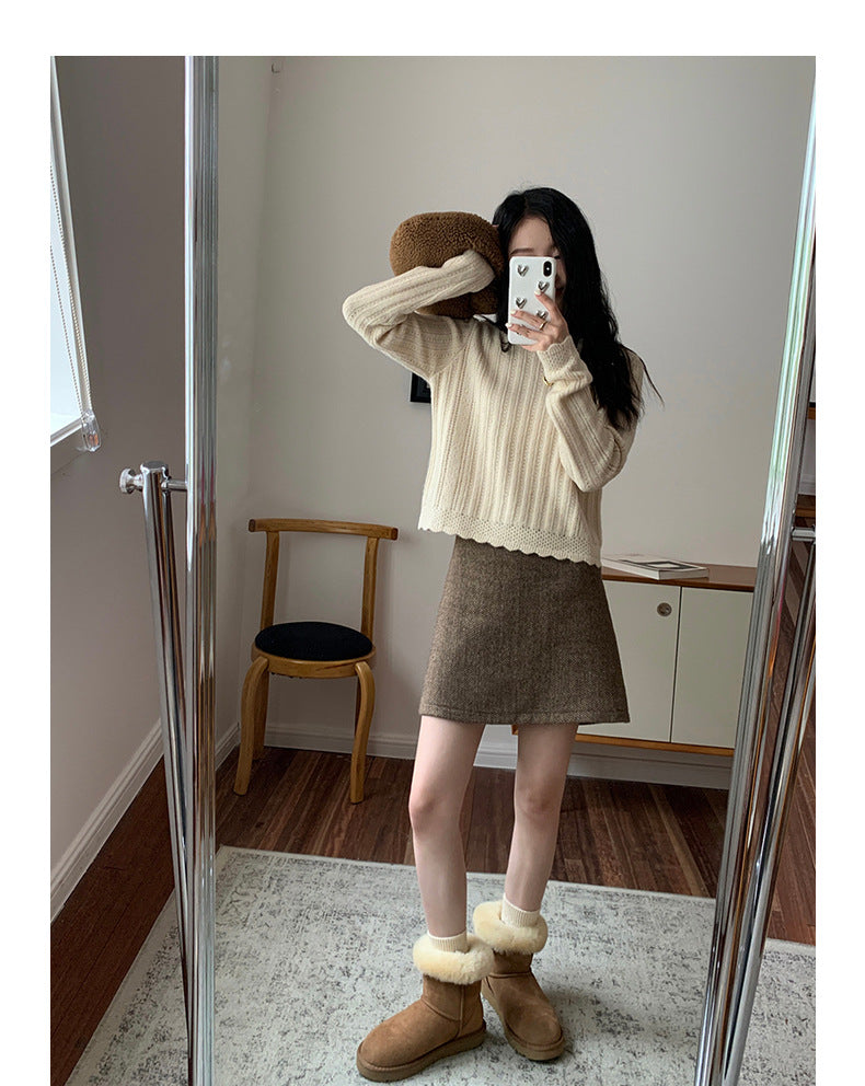 Vintage Knit Sweater Women Winter Inner Top - Masion Chérie