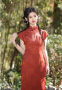 Vintage Burgundy Cap Sleeve Cheongsam Dress - Masion Chérie