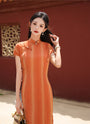 Amber Sunset Tencel Cheongsam Dress