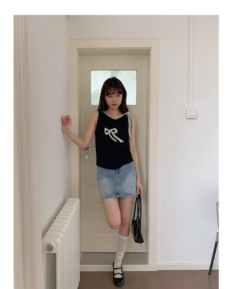 Korean-Style Knitted Tank Top Sleeveless Top - Masion Chérie