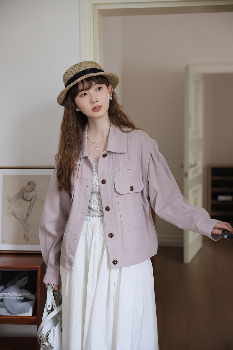 Versatile Mauve Button-Down Jacket