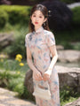 Blush Blue Jacquard Floral Cheongsam Dress