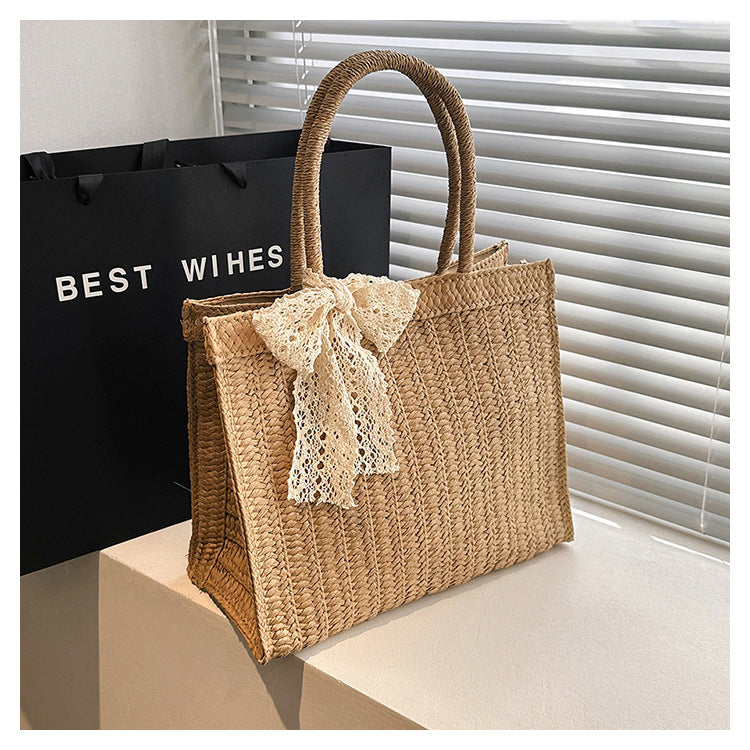 Large Capacity Straw Bag Shoulder Tote Bag - Masion Chérie