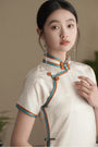 Ivory Woven Jacquard Cheongsam Dress