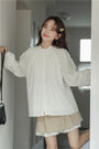 Elegant White Ruffled Buttoned Front Blouse