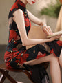 Bold Red Floral Cheongsam Dress