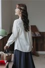 Charming White Ruffled Collar Button-Down Blouse