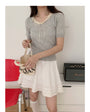 Vintage Lace Openwork Short-Sleeve Knitted Top - Masion Chérie