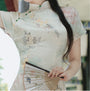 Graceful Floral Print Ivory Modified Cheongsam Maxi Dress