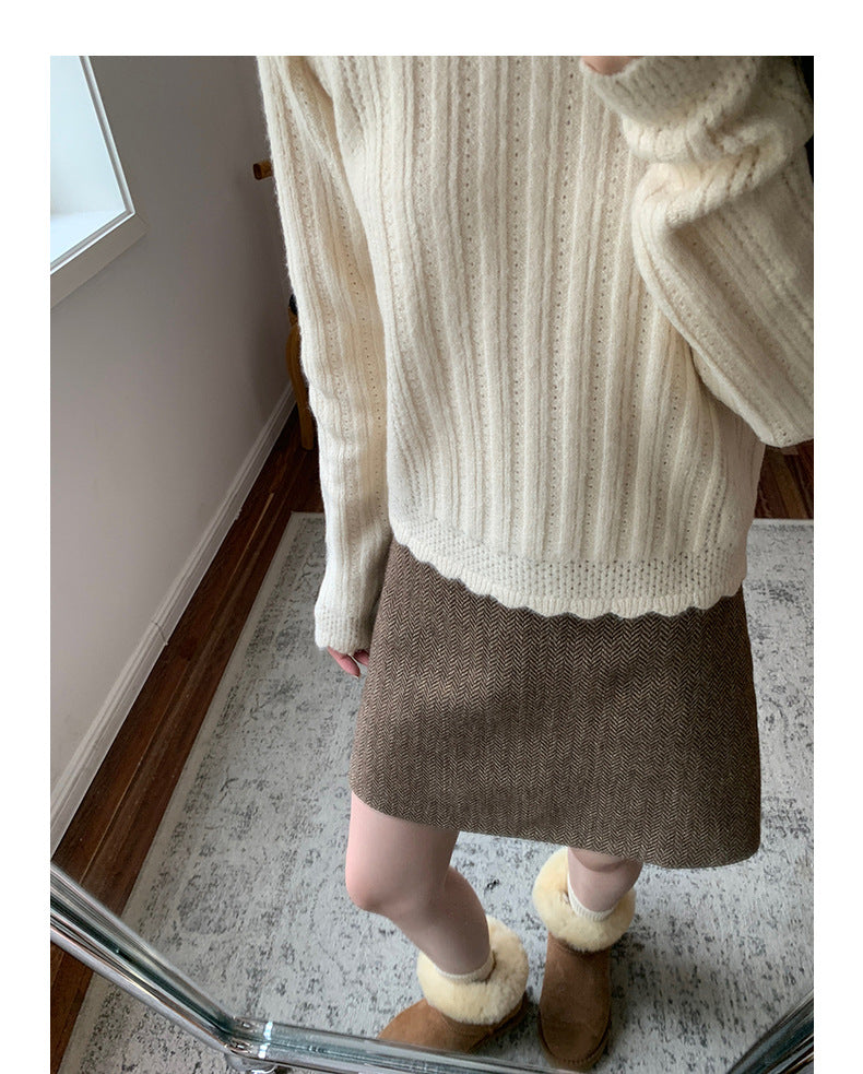 Vintage Knit Sweater Women Winter Inner Top - Masion Chérie