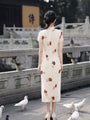 Delicate Ivory Floral Print Cheongsam Dress