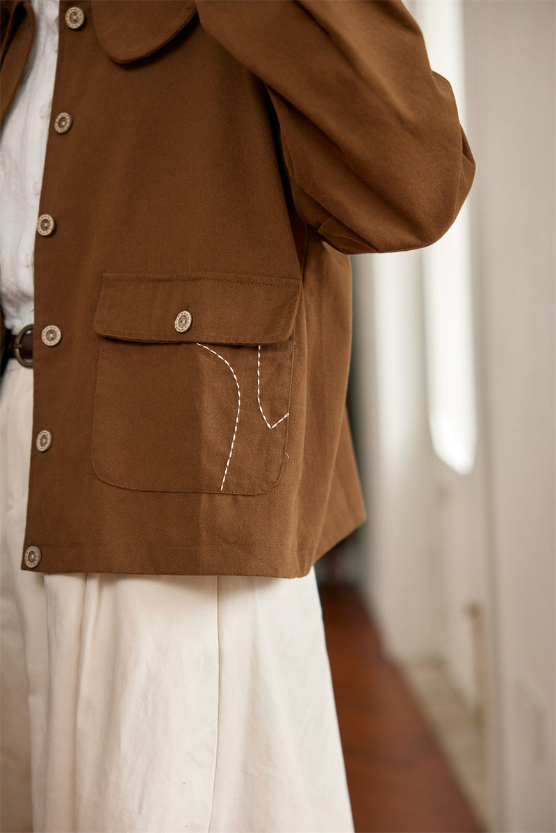 Peter Pan Collar Buttoned Jacket