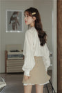 Elegant White Ruffled Buttoned Front Blouse