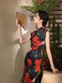 Bold Red Floral Cheongsam Dress