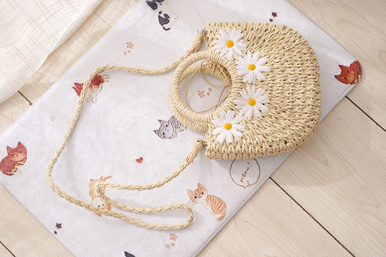 Little Daisy Moon-Shaped Woven Tote Bag - Masion Chérie