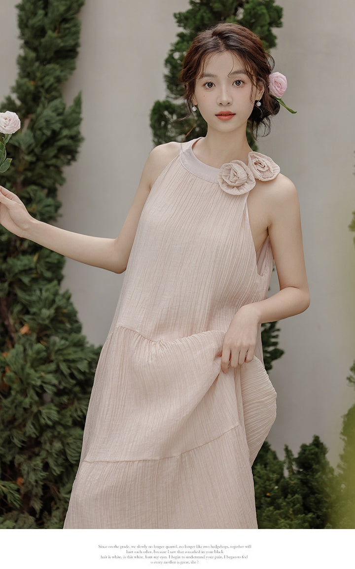 Graceful Rosette Bowknot Sleeveless Midi Dress - Masion Chérie