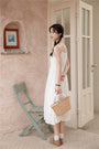 White Button-Down Midi Sundress - Masion Chérie