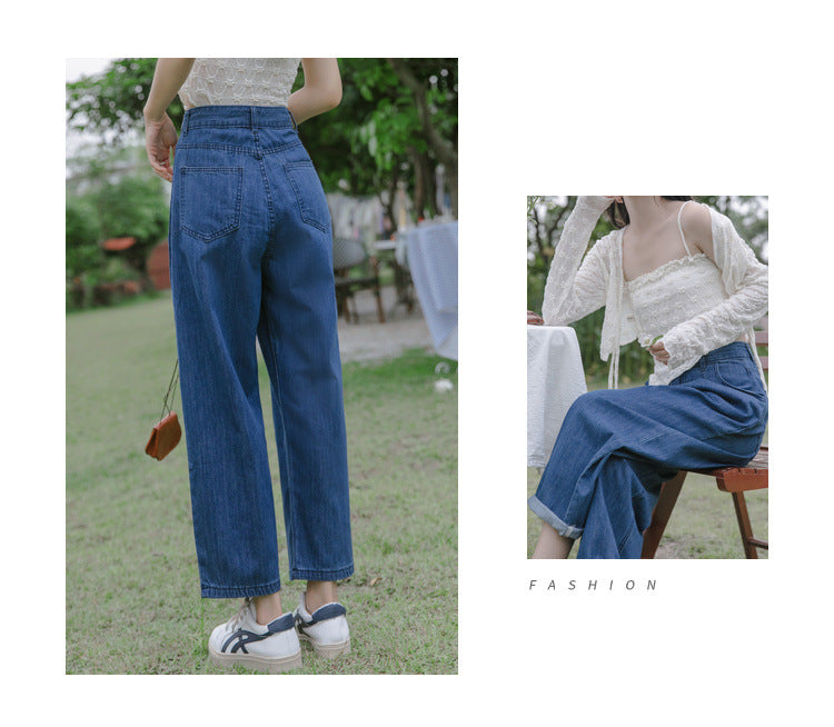 Vintage High-Waisted Loose Denim Pants - Masion Chérie