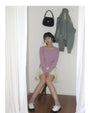 Macaron-Coloured V-neck Long Sleeve Knit Sweater - Masion Chérie