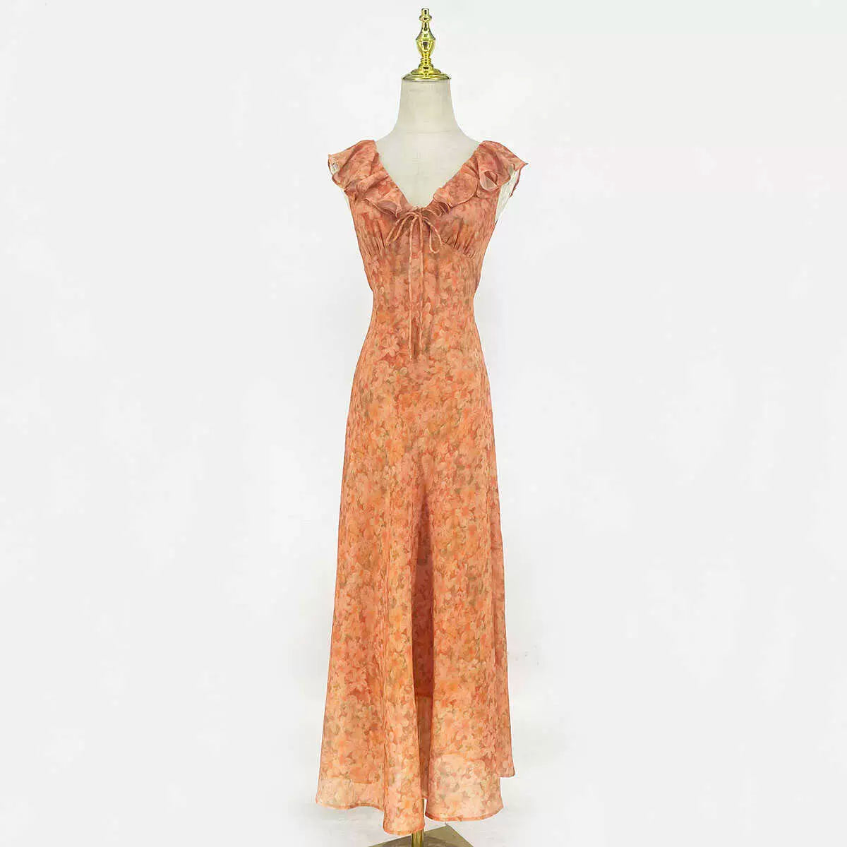 Sunset Bloom Ruffled Floral Maxi Dress - Masion Chérie