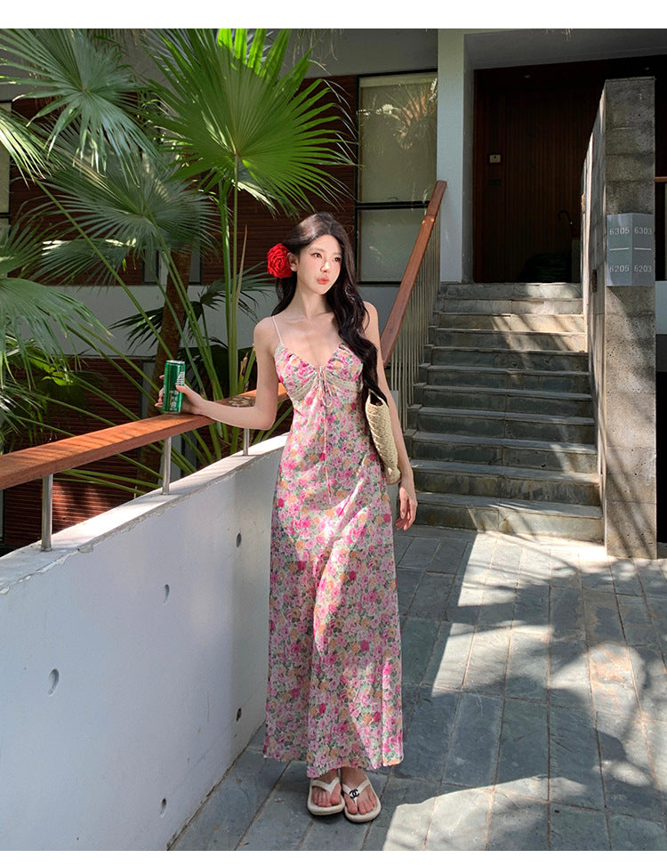 Romantic Floral Spaghetti Strap Maxi Dress - Masion Chérie