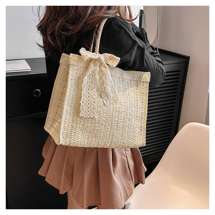 Large Capacity Straw Bag Shoulder Tote Bag - Masion Chérie