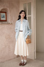 Light Blue Tencel Button-Down Long Sleeve Shirt - Masion Chérie