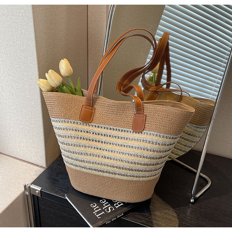 Large Capacity Straw Woven Tote Bag - Masion Chérie