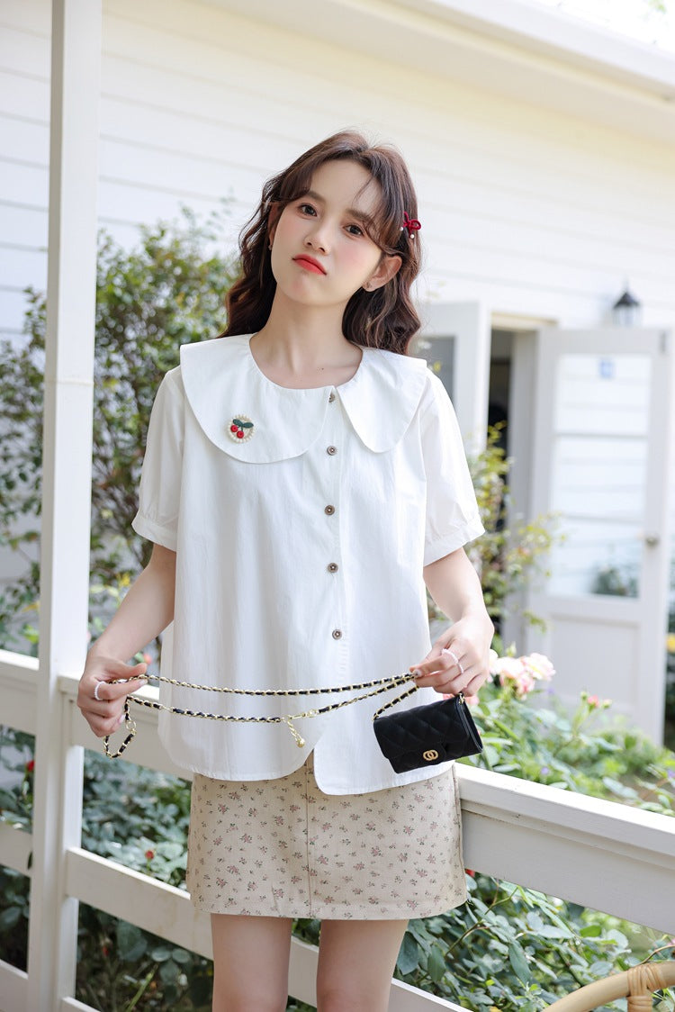 Adorable Peter Pan Collar Button-Down Blouse - Masion Chérie