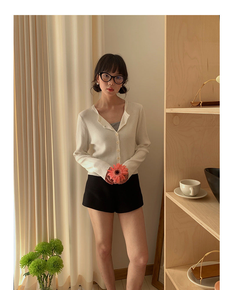 Macaron-Coloured V-neck Long Sleeve Knit Sweater - Masion Chérie