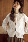 White Long Sleeve Button-Down Blouse - Masion Chérie