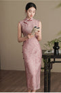 Rose Pink Silk-Blend Tencel Cheongsam Dress