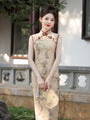 Vintage Ink Wash Tencel Linen Sleeveless Cheongsam Dress