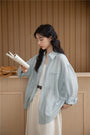 Light Blue Tencel Button-Down Long Sleeve Shirt - Masion Chérie