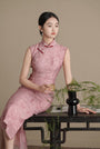 Rose Pink Silk-Blend Tencel Cheongsam Dress