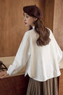 White Long Sleeve Button-Down Blouse - Masion Chérie