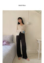 Straight-Leg Full-Length Pants in Satin - Masion Chérie