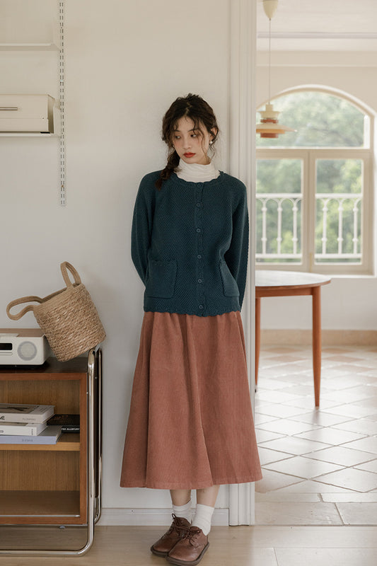 Vintage Corduroy A-Line Midi Skirt