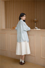 Light Blue Tencel Button-Down Long Sleeve Shirt - Masion Chérie