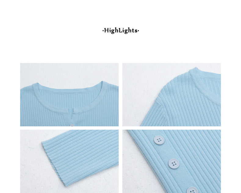 Macaron-Coloured V-neck Long Sleeve Knit Sweater - Masion Chérie