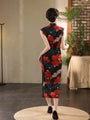 Bold Red Floral Cheongsam Dress