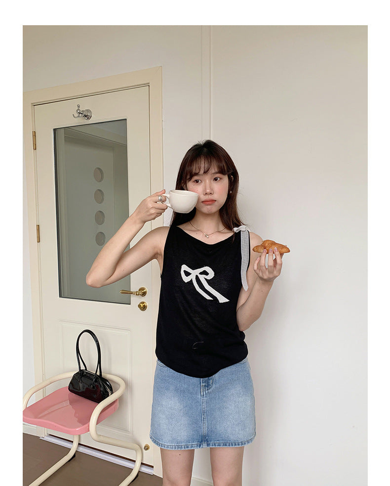 Korean-Style Knitted Tank Top Sleeveless Top - Masion Chérie