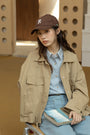 Khaki Loose Casual Utility Jacket