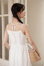 White Button-Down Midi Sundress - Masion Chérie