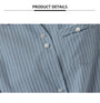 Blue Striped Short Sleeve Button-Up Shirt - Masion Chérie